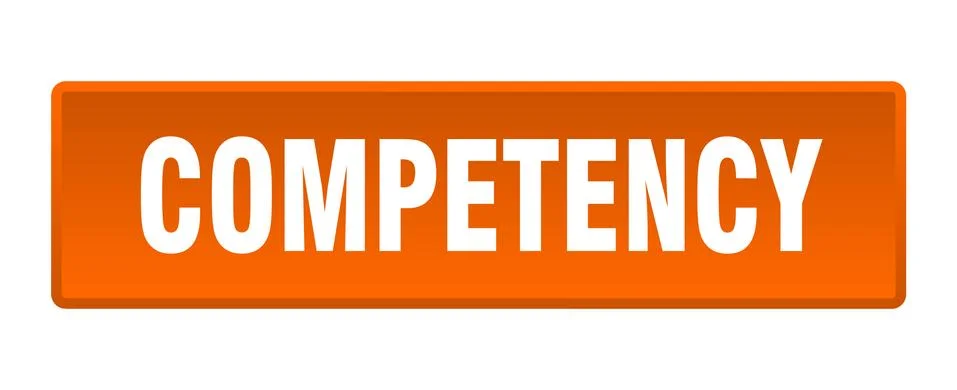 Competency button. competency square orange push button Stock Illustration