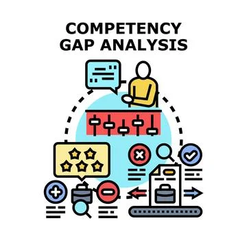 Competency gap analysis comparing employee skills for improvement Stock Illustration