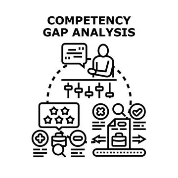 Competency gap analysis comparing employee skills for improvement Stock Illustration