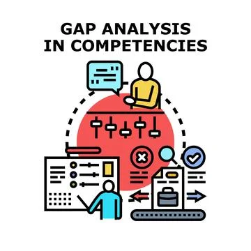 Competency gap analysis process comparing skills and requirements Stock Illustration