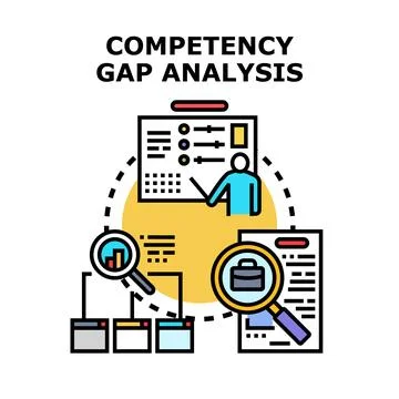Competency gap analysis visualizing skills and development strategy Stock Illustration