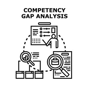Competency gap analysis visualizing skills and development strategy Stock Illustration