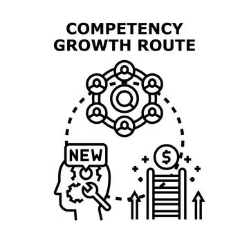 Competency growth route for business development and career success Stock Illustration