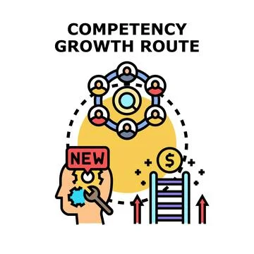 Competency growth route for business development and career success Stock Illustration