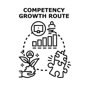 Competency growth route development skill progress vector Stock Illustration