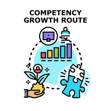 Competency growth route development skill progress vector Stock Illustration