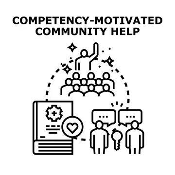 Competency motivating community help concept illustration Stock Illustration