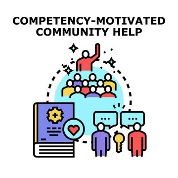 Competency motivating community help concept illustration Stock Illustration