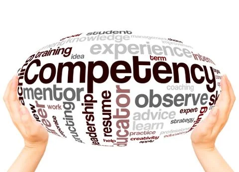 Competency word cloud hand sphere concept Stock Illustration