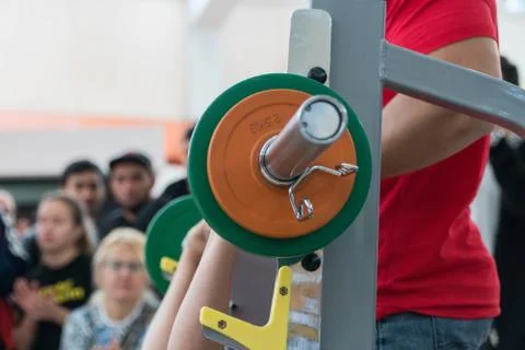 Competition bench press bar Stock Photos