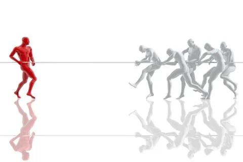 Competition between a group and a person Stock Illustration