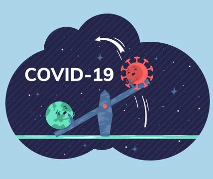 Competition between planet Earth and Covid-19 Stock Illustration