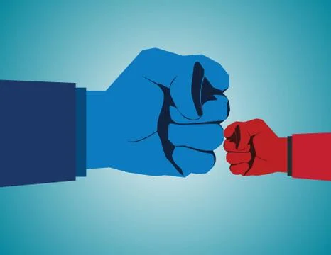 The competition between small and large. To overcome the challenges with cour Stock Illustration