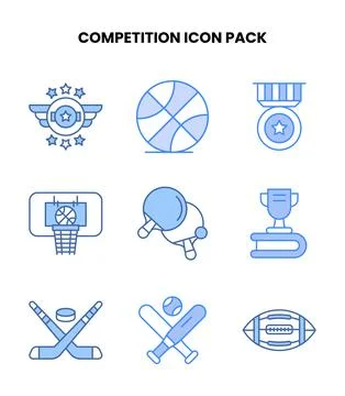 Competition Blue Bundle Icons Pack Stock Illustration