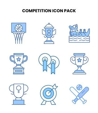 Competition Blue Design Icons Pack Stock Illustration