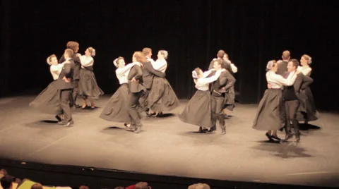 Competition of Breton dancers on stage Stock Footage 28734477