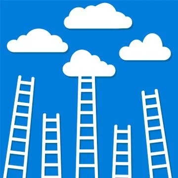 Competition concept, clouds with ladders, stock vector illustration Stock Illustration