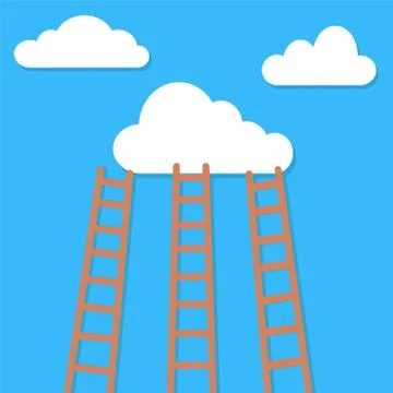 Competition concept, clouds with ladders, stock vector illustration Stock Illustration