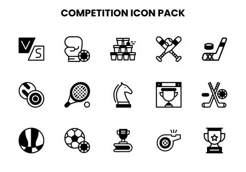 Competition DuoTone Set Icons Pack Stock Illustration