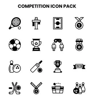 Competition DuoTone Set Icons Pack Stock Illustration