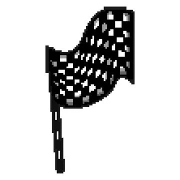 Competition finish flag pixel art vector illustration Stock Illustration