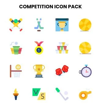 Competition Flat Bundle Icons Pack Stock Illustration