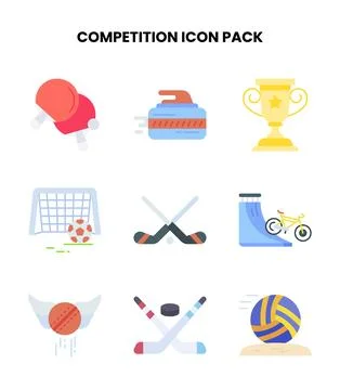 Competition Flat Collection Icons Pack Stock Illustration