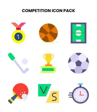 Competition Flat Design Icons Pack Stock Illustration
