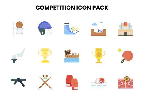 Competition Flat Graphics Icons Pack 库存插图