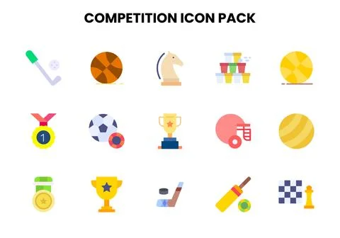 Competition Flat Graphics Icons Pack Stock Illustration