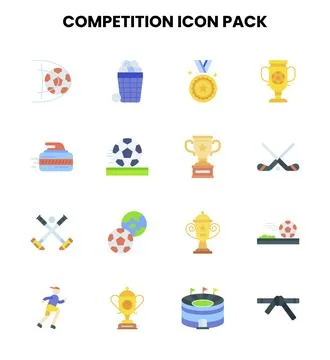 Competition Flat Scalable Icons Pack Stock Illustration