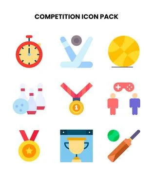 Competition Flat Set Icons Pack Stock Illustration