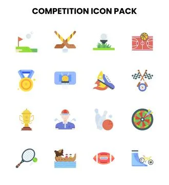 Competition Flat Set Icons Pack Stock Illustration