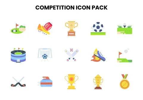 Competition Flat SVG Icons Pack Stock Illustration