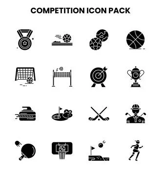 Competition Glyph Graphics Icons Pack Stock Illustration