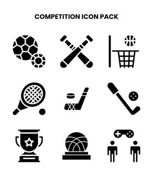 Competition Glyph Graphics Icons Pack Stock Illustration