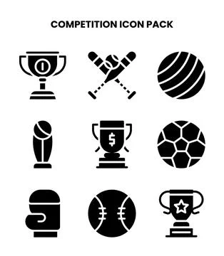 Competition Glyph Icons Pack Stock Illustration