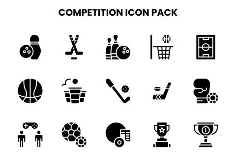 Competition Glyph UI Icons Pack Stock Illustration