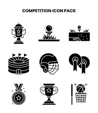 Competition Glyph Vector Icons Pack Stock Illustration