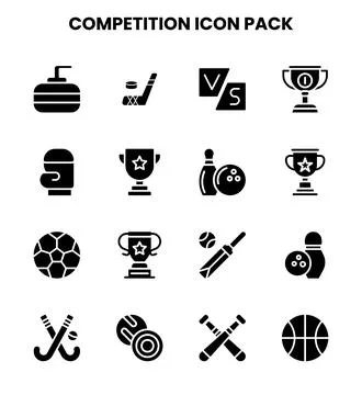 Competition Glyph Vector Icons Pack Stock Illustration