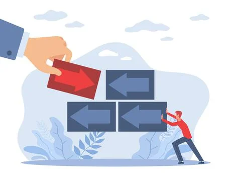 Competition. Hindrances to progress, difficulties in business, life and at work Stock Illustration