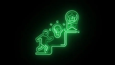 Competition Icon Isolated on Black Background, Neon Contest Line Motion Gra.. Stock Footage 327666572