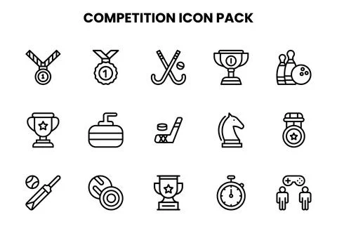Competition Line Collection Icons Pack Stock Illustration