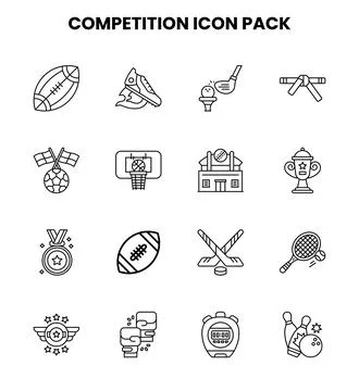 Competition Line Design Icons Pack 库存插图