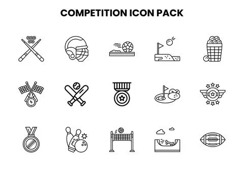 Competition Line Set Icons Pack Stock Illustration