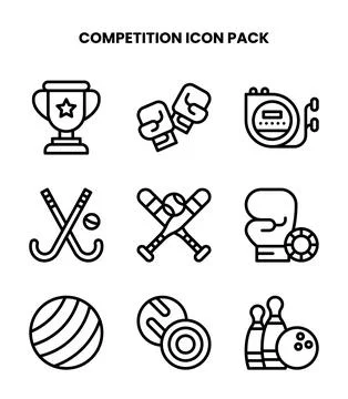 Competition Line UI Icons Pack Stock Illustration
