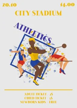 Competition poster. Athlete man vector illustration. Exercising male in Stock Illustration