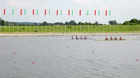 Competition in rowing. Stock Footage 24620576