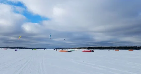 Competition for Snowkiting Stock Footage 72638450