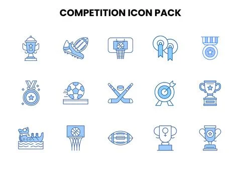 Competition Two Colour Bundle Icons Pack Stock Illustration